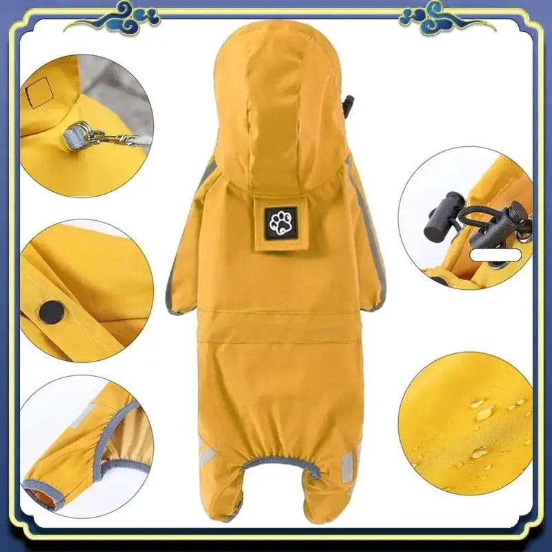 Latest Dog Rain Coat Waterproof Pet Rain Jacket Hooded Raincoats Lightweights Pet Rain Jacket Clothes 4 Legs Raincoats For Dogs - view 5
