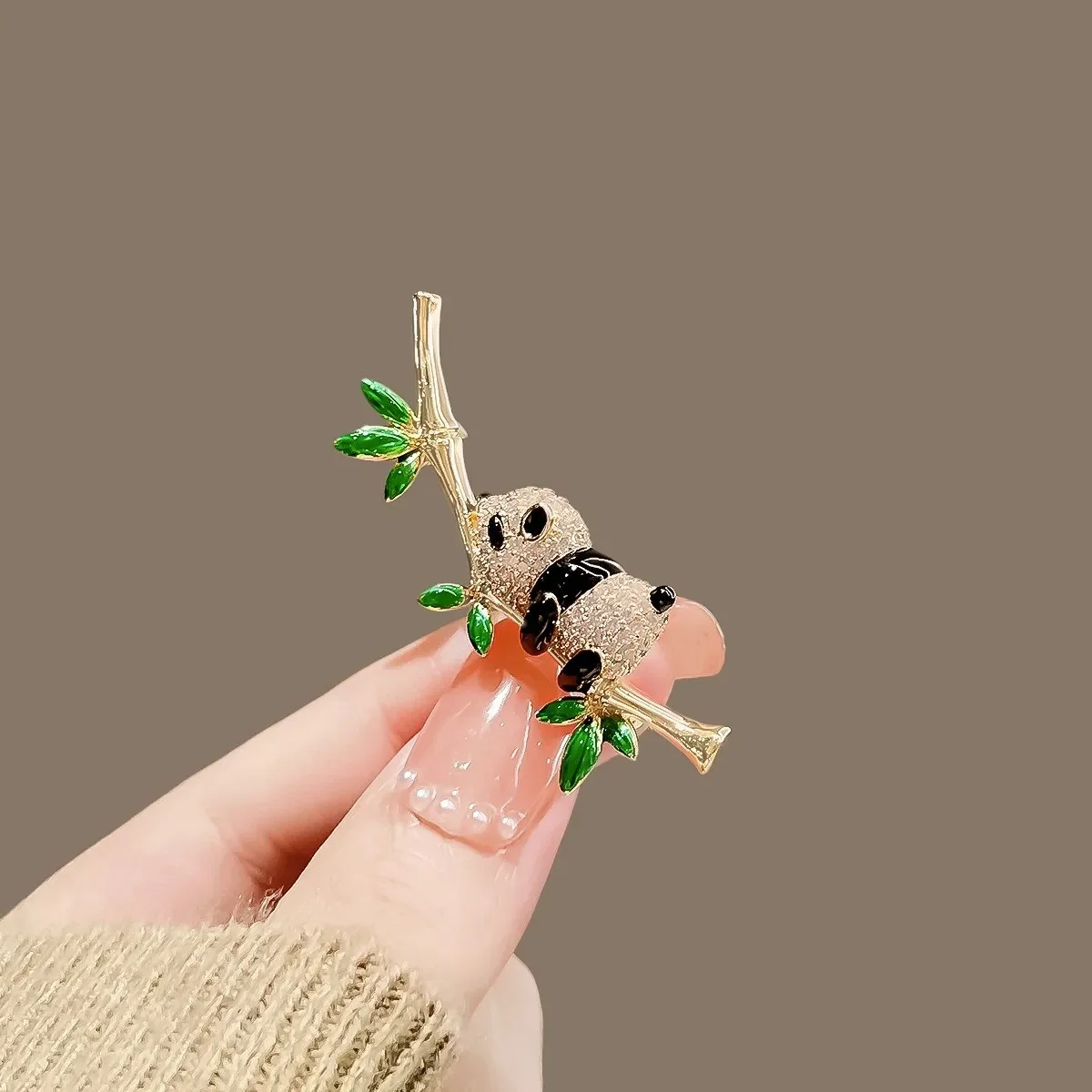 Cute Panda Brooch Female Chinese Style High-end Feel Chest Flower Rising Steadily Niche Cartoon Brooch Anti Glare Accessory Pin