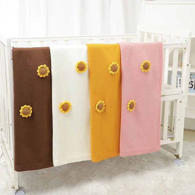 

Baby Blanket Fashion 3D Sunflowers Infant Girl Boy Bedding Quilt 100*80CM Newborn Stroller Swaddling Wrap Super Soft Solid Plaid
