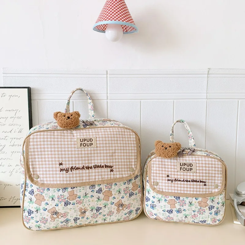 children's-backpack-embroidered-bear-parent-child-mommy-bag-kindergarten-school-bag-girl-accessories-bag