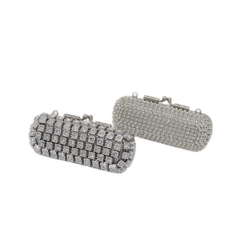 

Chic Lipstick-Shaped Clutch - Diamond & Rhinestone Light Luxury Mini Messenger Bag Eco-Friendly Canvas Tote With Beaded Accents
