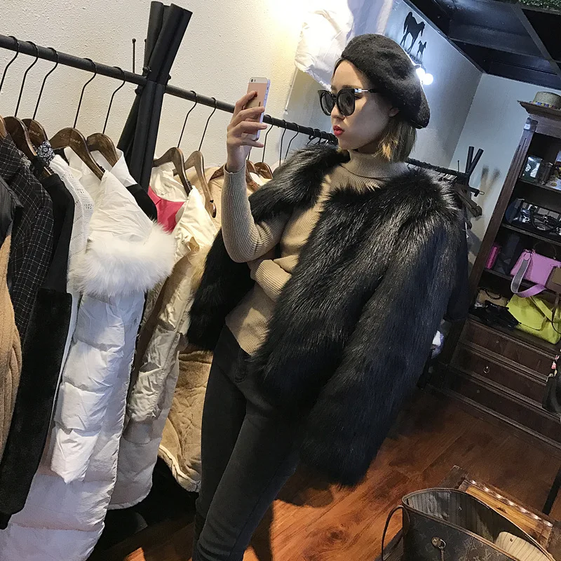 معطف فرو أورث أنيق للنساء مبطن Jaet Slimming Sli النسخة الكورية لخريف وشتاء وصول جديد