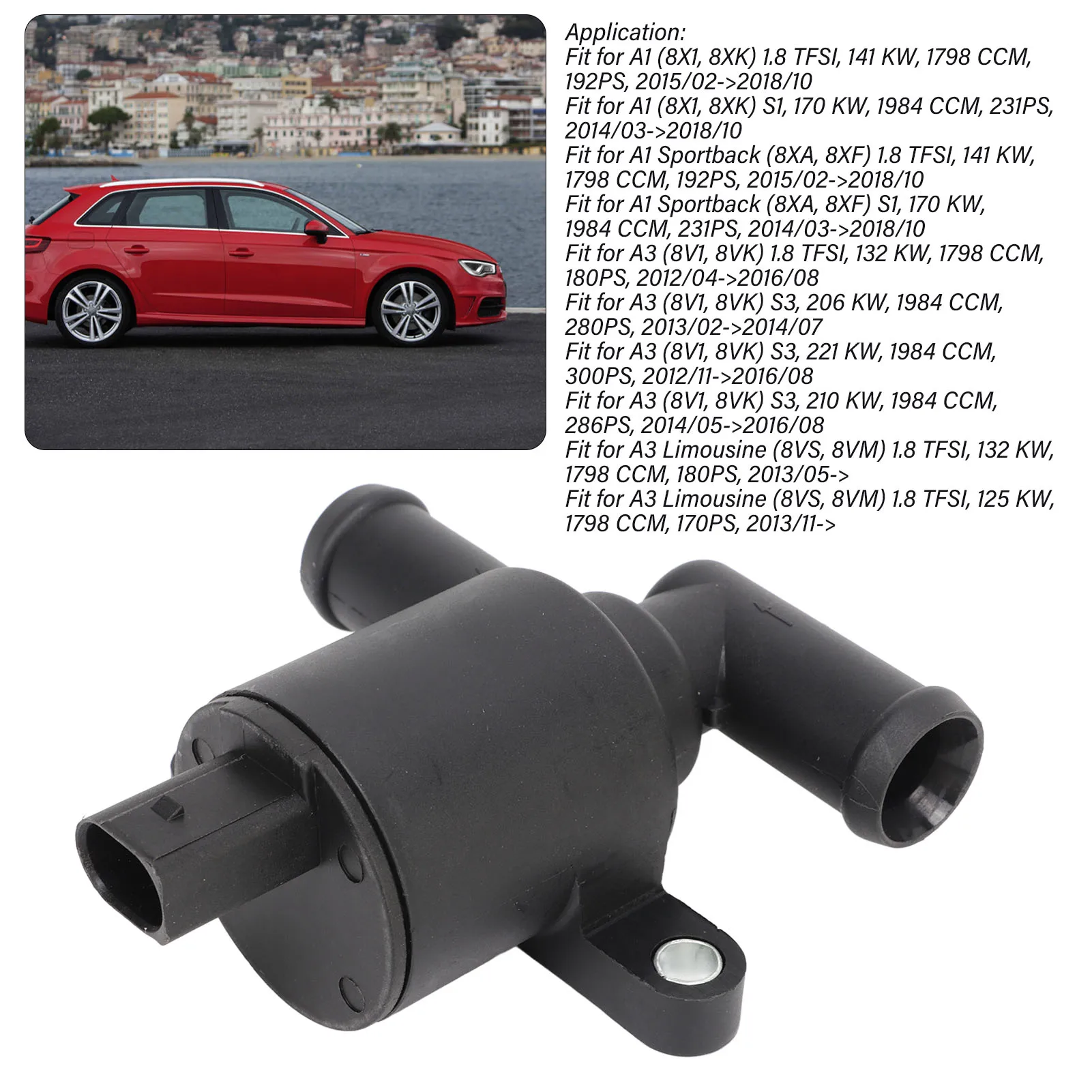 Heater Control Water Valve 4H0121671G Sensitive Black Fit For A1 A3 A4 A5 A6 A7 A8 Q2 Q3 Q5 Q7 TT