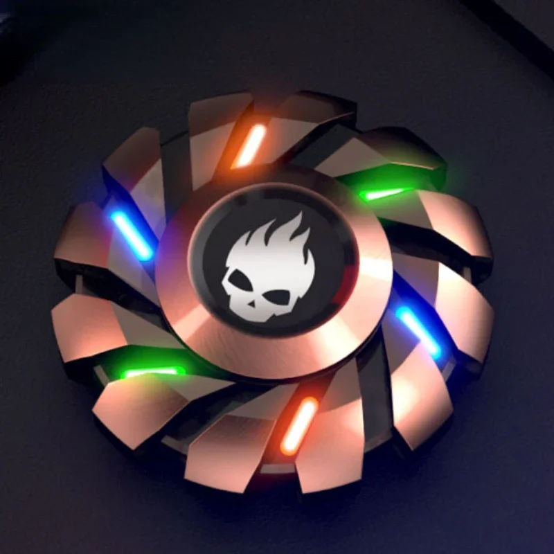 Fidget Spinner luminoso EDC Metal de alta calidad para aliviar el estrés arco iris luz dedos juguete para niños adultos productos de entrega rápida