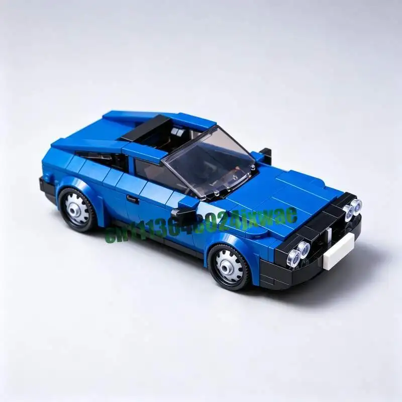 354 pièces – Modèle de voiture de sport classique bleue – Puzzle personnalisé – Blocs de construction créatifs à assembler soi-même – Jouet éducatif – Collection – Présentoir – Cadeau