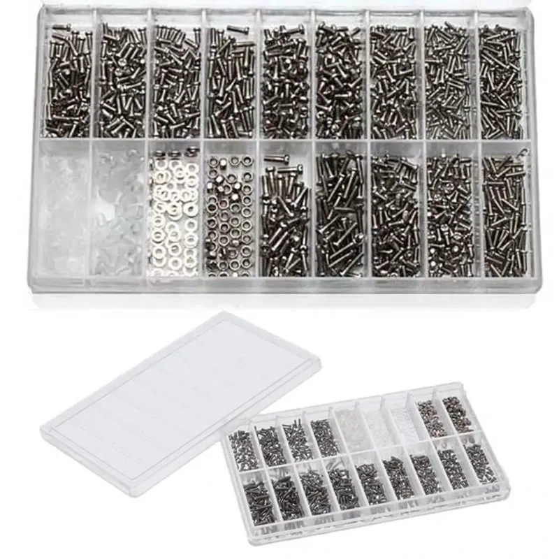 900 pz/scatola Kit di riparazione per occhiali occhiali da sole piccoli assortimento di riparazione Stainles Steel Fitting Watch occhiali da vista vite di riparazione 18Grid
