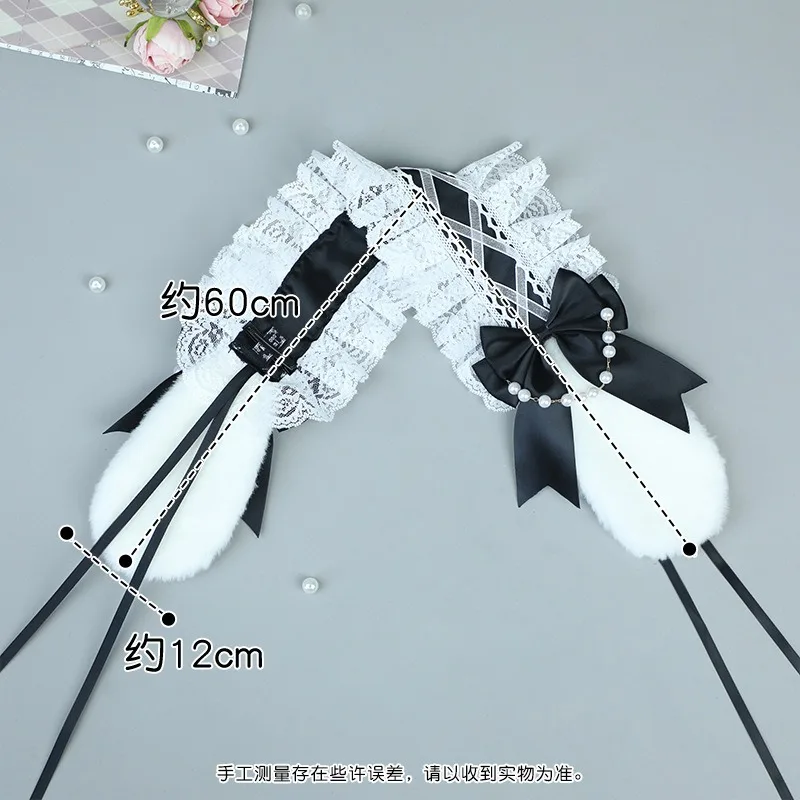 4-color جديد اليابانية أرنب الأذن لوليتا شريطة من الدانتيل القوس القوس أرنب الأذن عقال Kawaii تأثيري الشعر التبعي #6