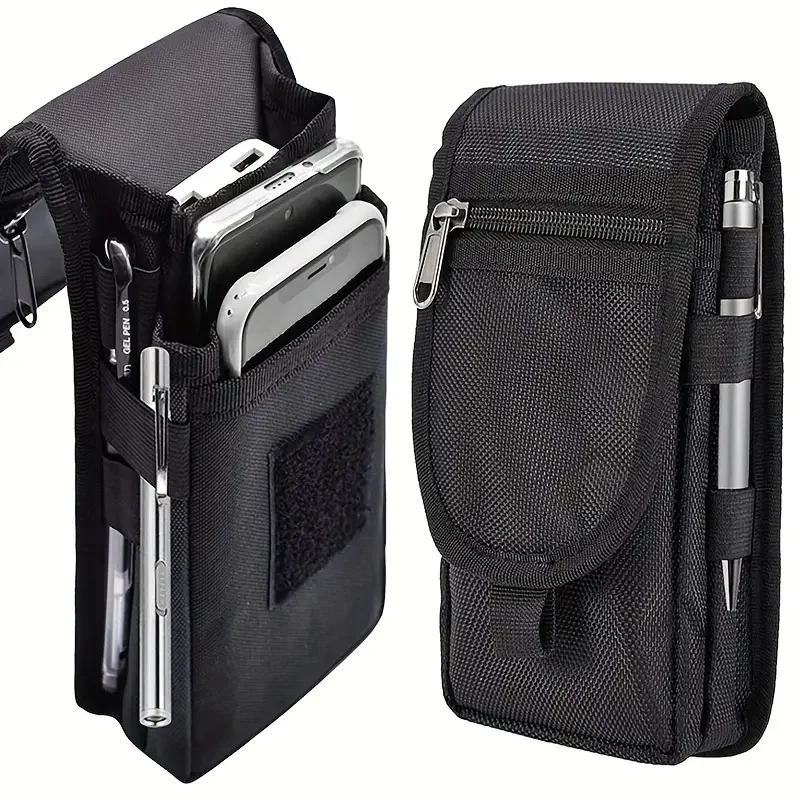 

Flip Phone Bag With Three Compartments For Casual Pen Insertion And Waist Hanging Men's Belt Loop Pouch Large Capacity Wallet