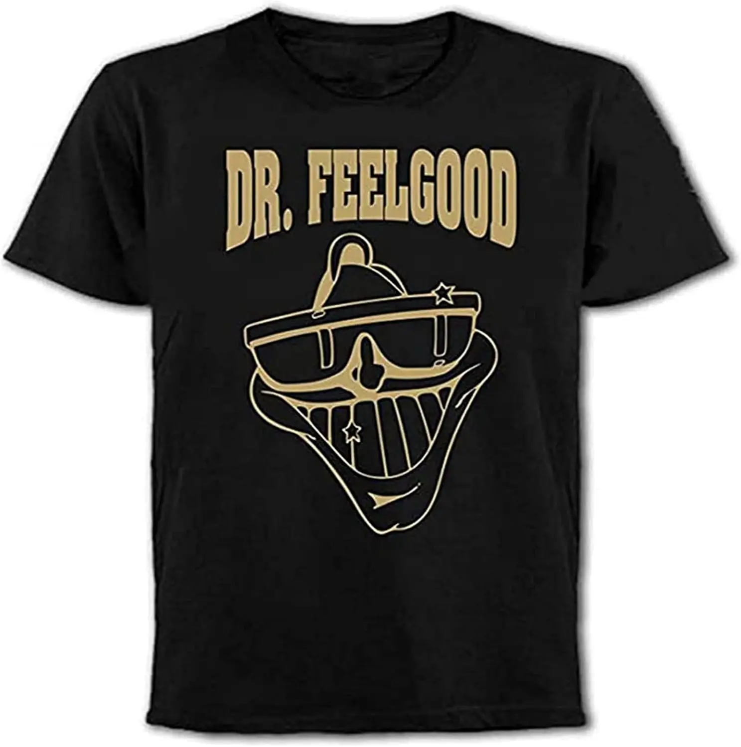 Dr. Feelgood Punk Rock Wave Band Unisex T-Shirt Graphic Printed Tee Mens Black Shirt