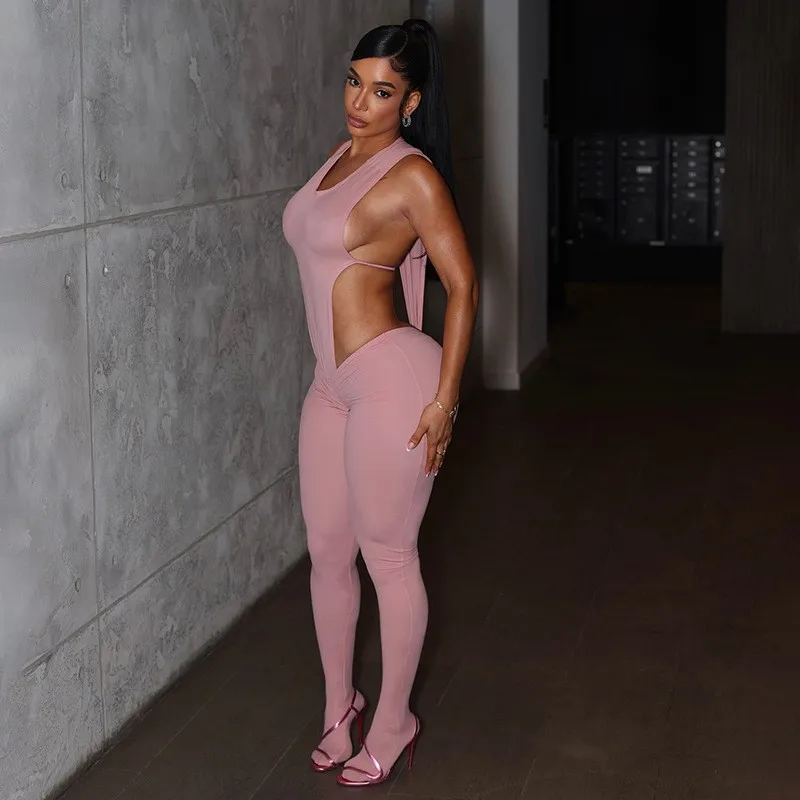 

High Waist Long Pants One-Piece Suit Sexy Spicy Girl Pure Color Cross-Border Sle Autumn Winter New Arrival Women's Suit