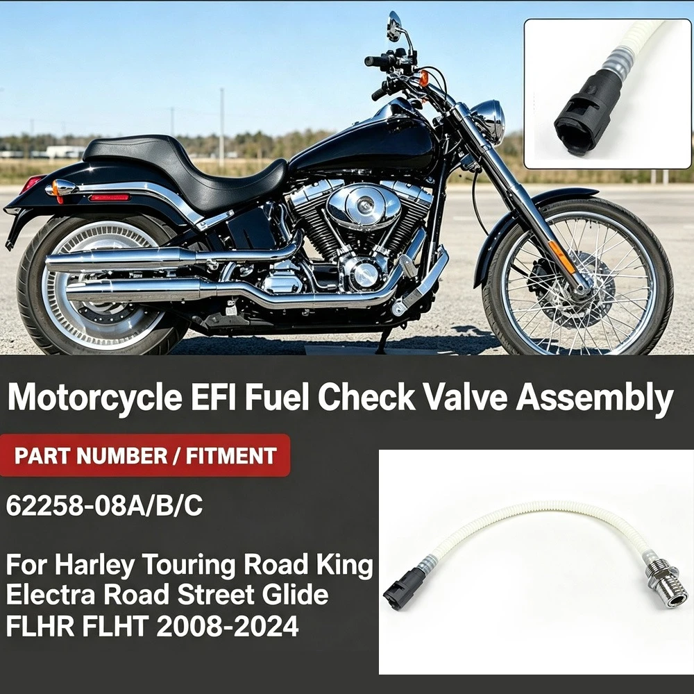 62228-08A/B/C Motorcycle EFI Fuel Check Valve Assembly for Harley Touring Road King Electra Road Street Glide FLHR FLHT 08-2024