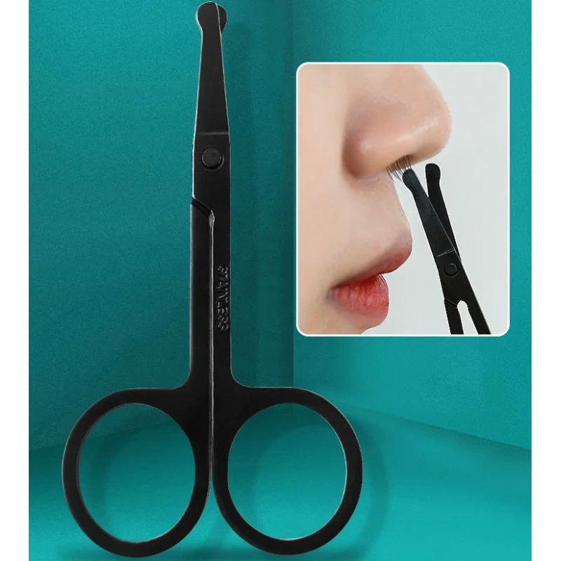 ماكينة تشذيب شعر الأنف الآمنة برأس مستدير أسود من الفولاذ المقاوم للصدأ لكل من الرجال والنساء