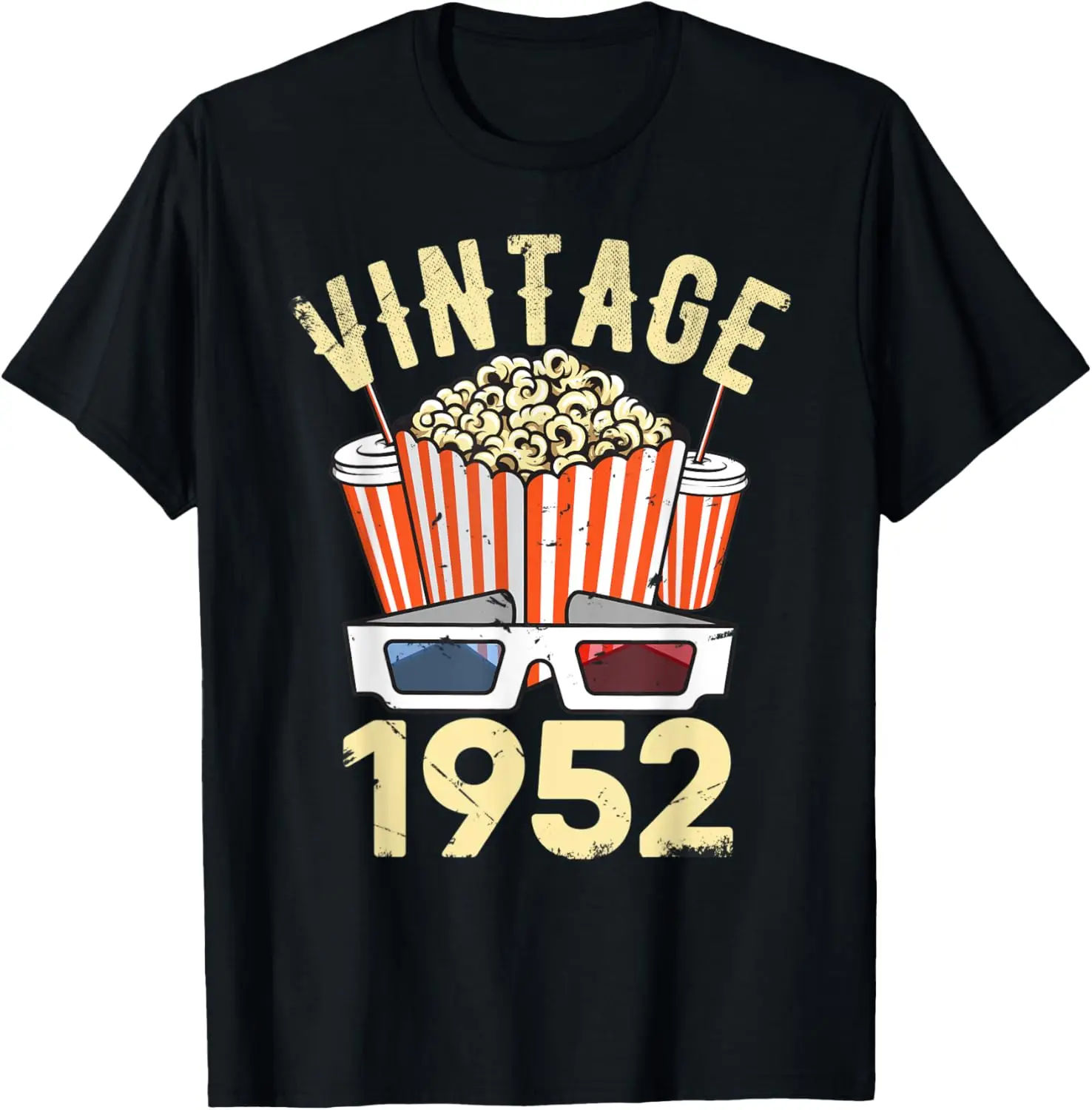 Vintage 1952 Friends Bday 70 Years Old Cinema Popcorn 90s T-Shirt