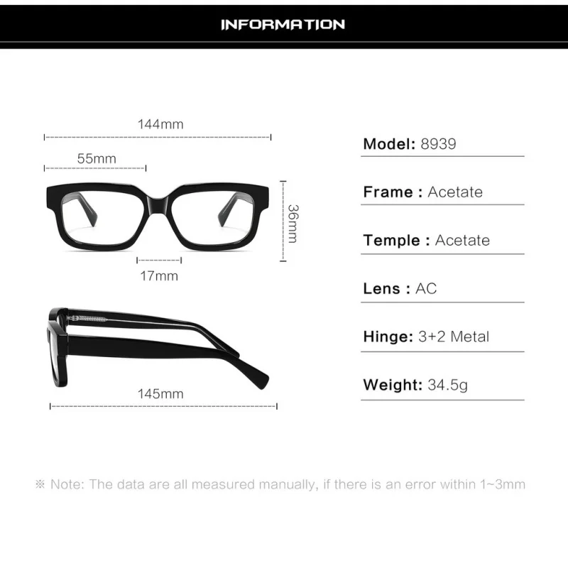 Classic Retro Men's Optical Glasses Frame Women's Vintage High Quality Acetate+TR90 Frame Clear Lens Glasses Frames
