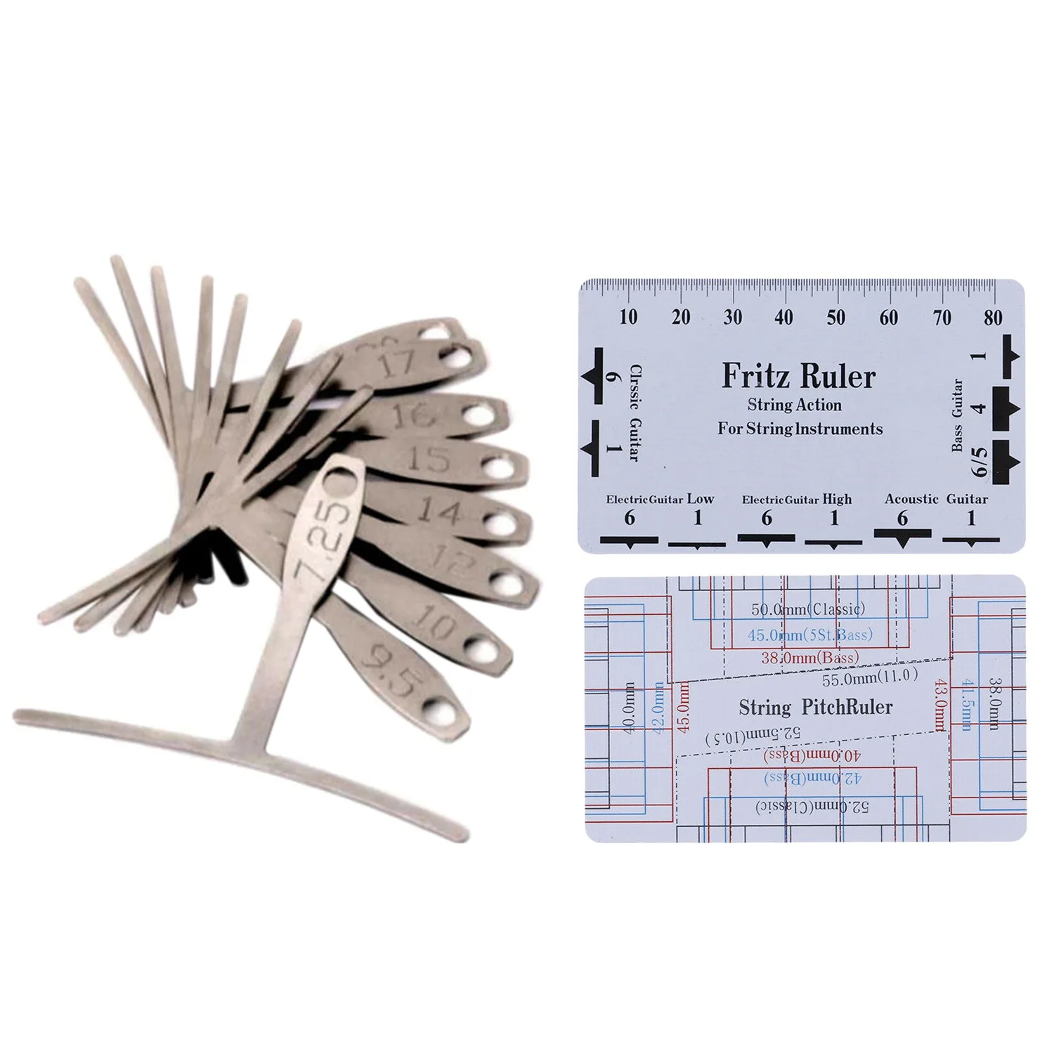 Guitar Luthier Measuring Tools Kit Set String Action Ruler, 9 Understring Radius Gauge For Guitar Repair-A57M - view 4