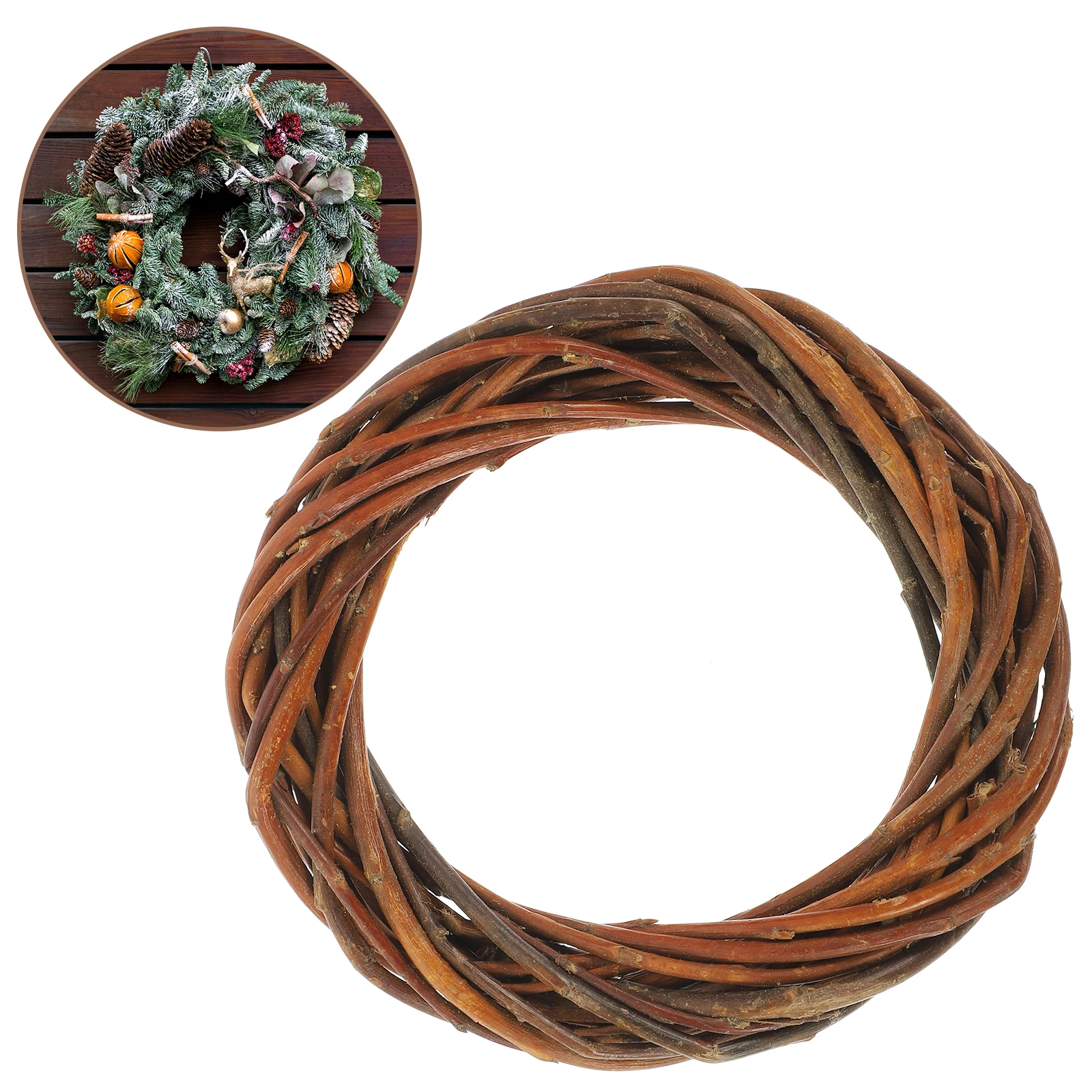 

Wicker Garland Willow Wreath Christmas Xmas Decor Large Wreaths for Crafts Farmhouse Rattan Decorations Natural Material Indoor