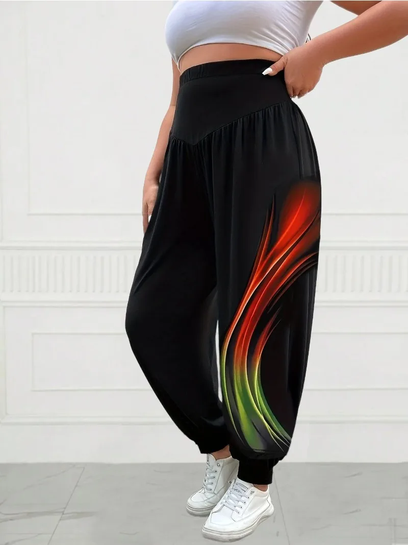 

Plus Size 1XL-5XL Women's Gradient Printed Baggy Jogging Pants Casual Elastic Mid Rise Loose Yoga Pants