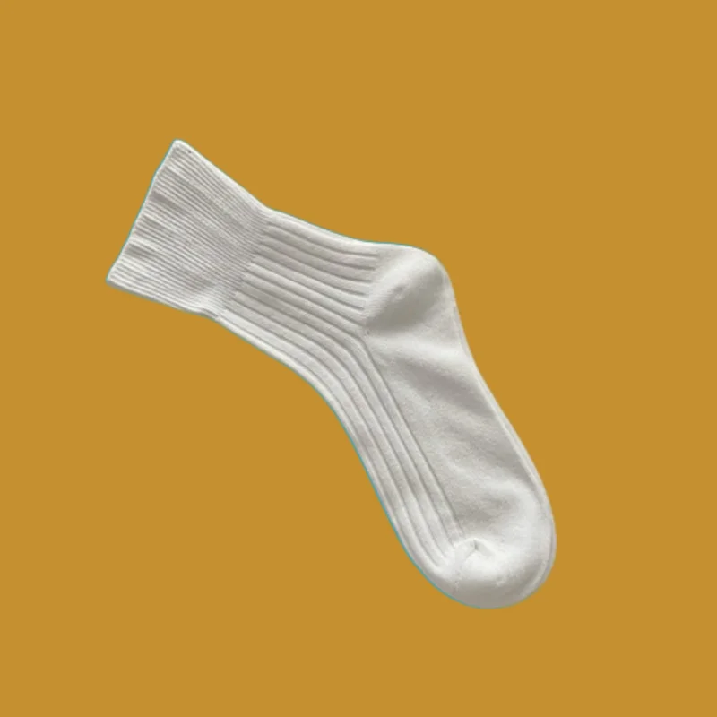 

3/6 Pairs Women White Middle Tube Socks Cotton Socks Double Needle Pure Cotton Spring and Summer Stacked Socks Postpartum Socks