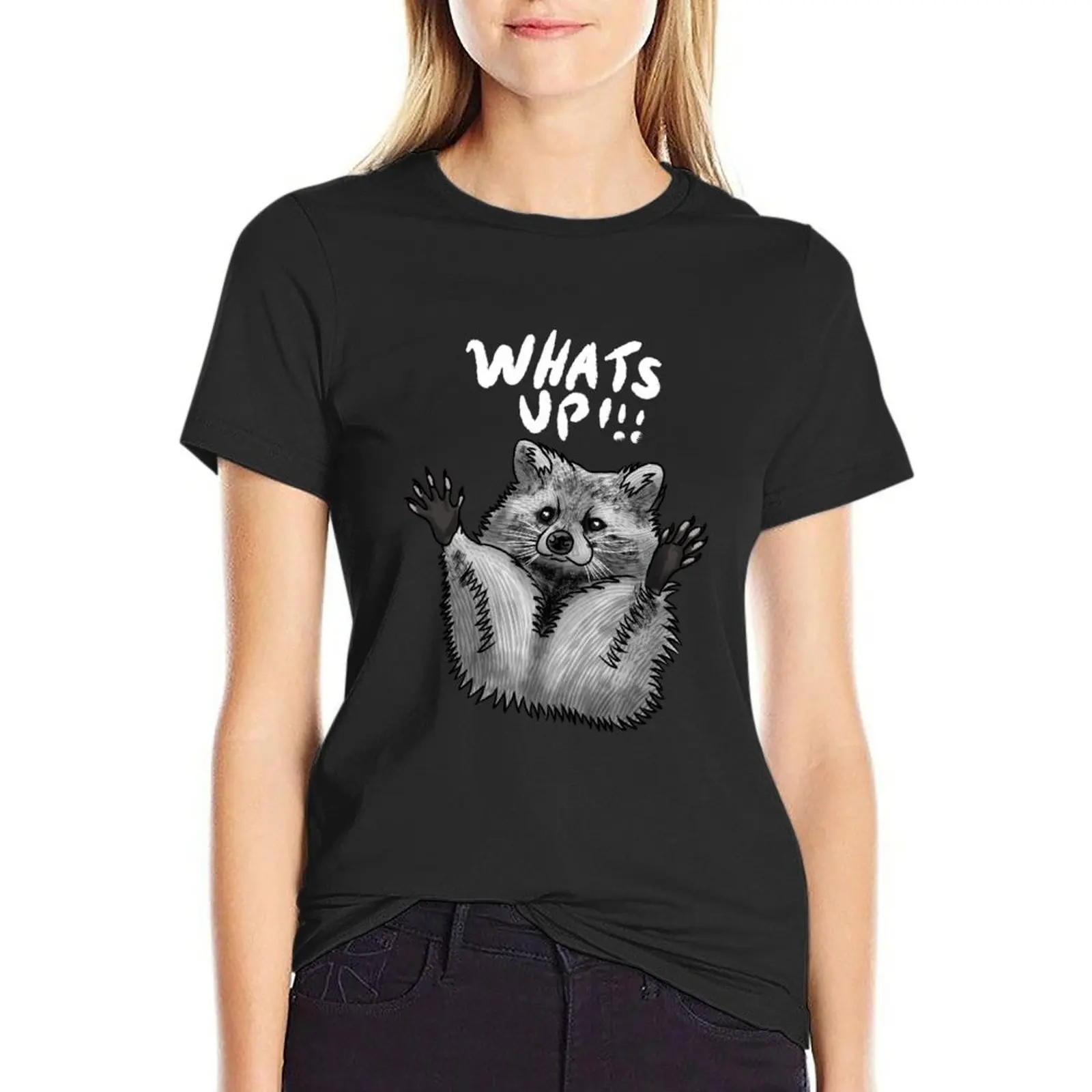 

What's up Racoon T-Shirt plain funnys customs Women clothing
