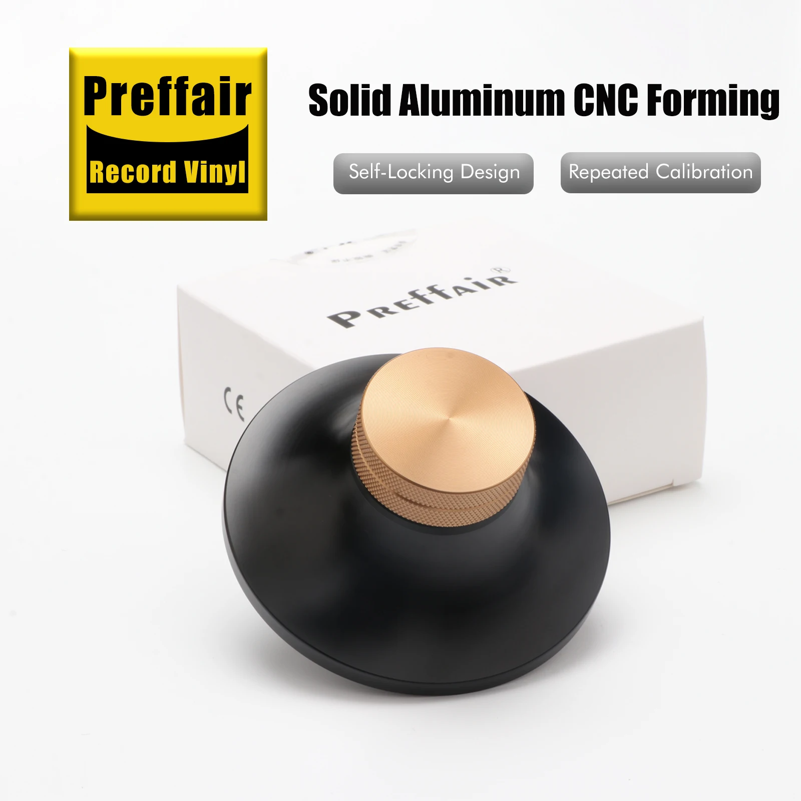 Preffair LP165 Aluminum Alloy Vinyl Record Stabilizer Weight 7.2mm Shaft Self Lock Design Anti Resonance LP Disc Press Clamp