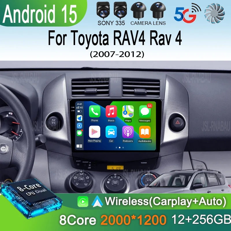 

"Android 15 Carplay Car Radio For Toyota RAV4 Rav 4 2005 2006 2007 - 2012 Navigation GPS Multimedia Player stereo wifi+4G BT DSP