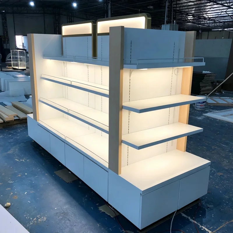 custom.Customized cosmetic display rack cabinet, four-sided island-style shelf beauty and skincare productsLEDLighting Exhib