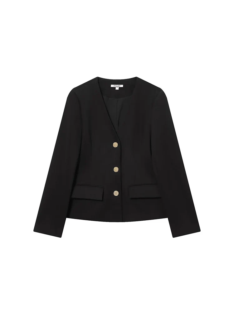 

Новый женский модный универсальный и элегантный однотонный пиджак с v-образным вырезом и короткими мягкими плечами в европейском стиле