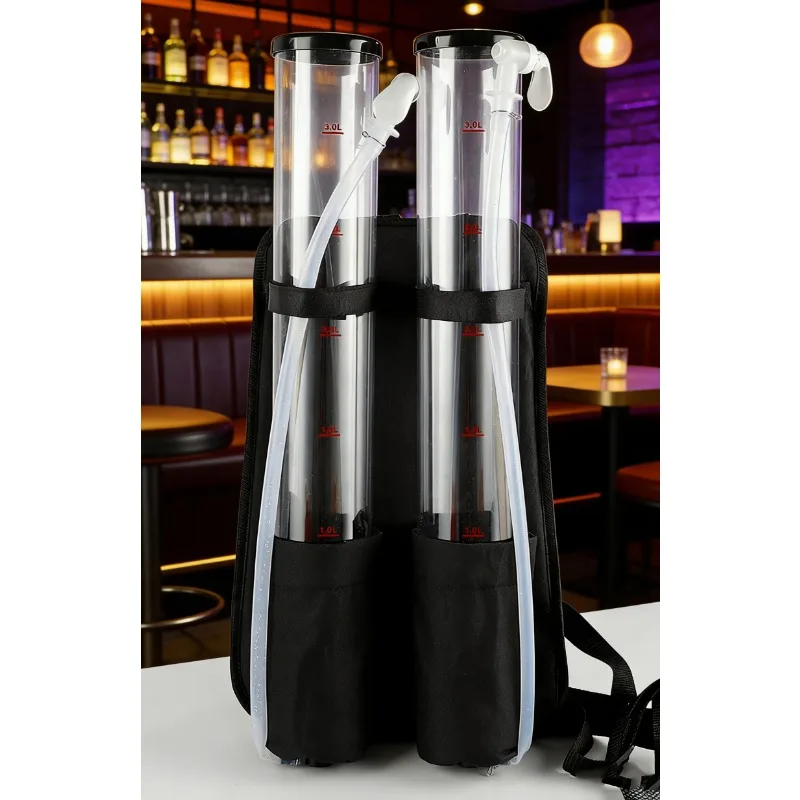 Backpack Beer Dispenser for Single or Double Bottles, Portable Wine Pouring Device, Bar Beverage Serving and Transfer Tool