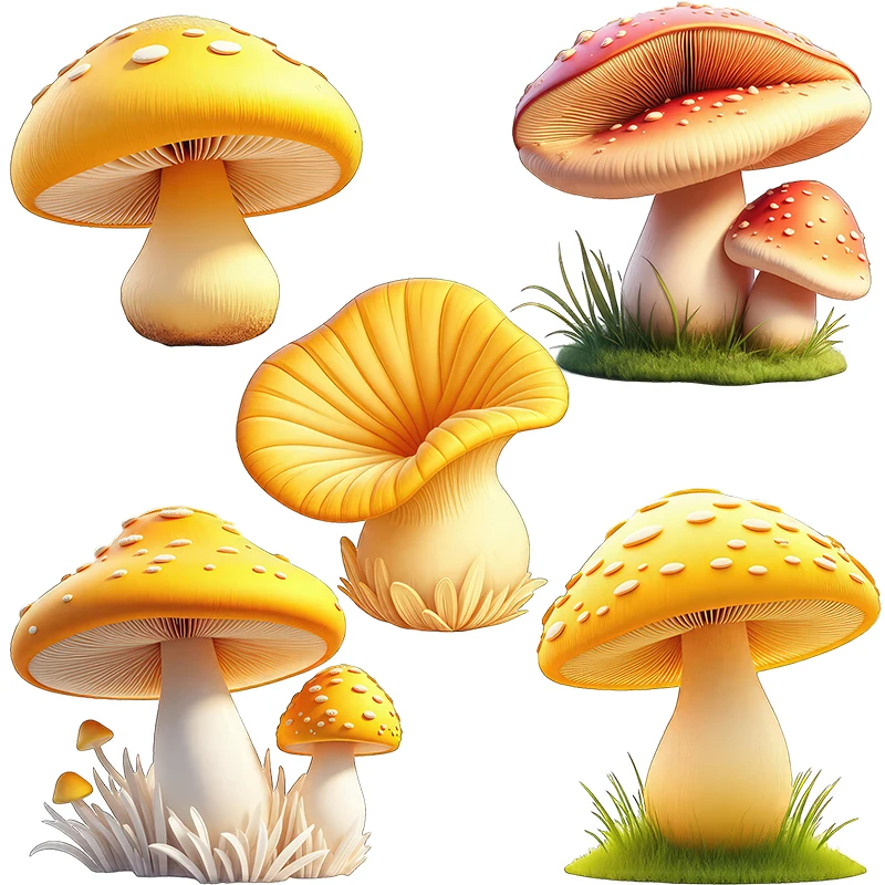 Three Ratels CG35 Yellow Mushroom Cute Cartoon Wall Stickers for Children's Bedroom Decoration Toilet decals