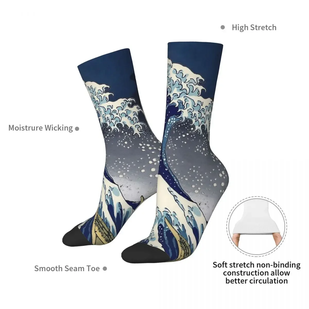 Great Wave Kanagawa Night Socks Harajuku Sweat Absorbing Stockings All Season Long Socks Accessories for Unisex Birthday Present