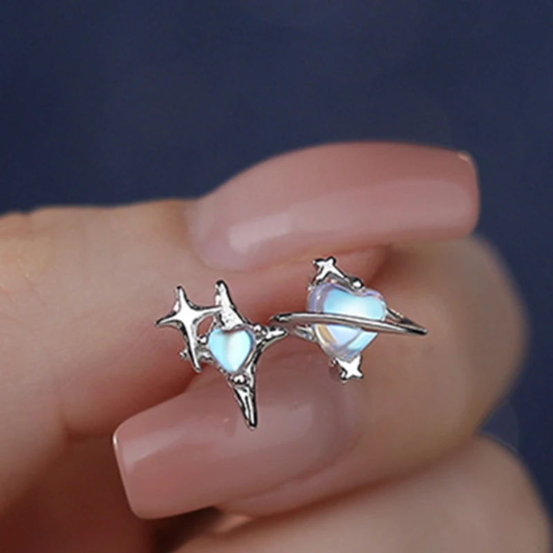 s925Love four-pointed star different edge earrings for women fashion versatile niche temperament high-end earrings