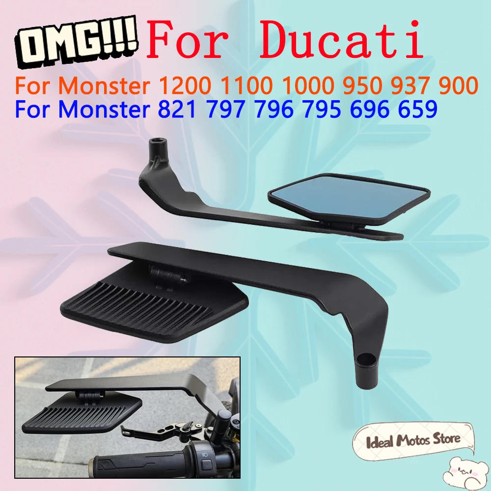 

For Ducati Monster 1200 1100 1000 950 937 900 821 796 795 Rearview Mirrors Stealth Winglet Rotate Side Mirror Adjustable Parts