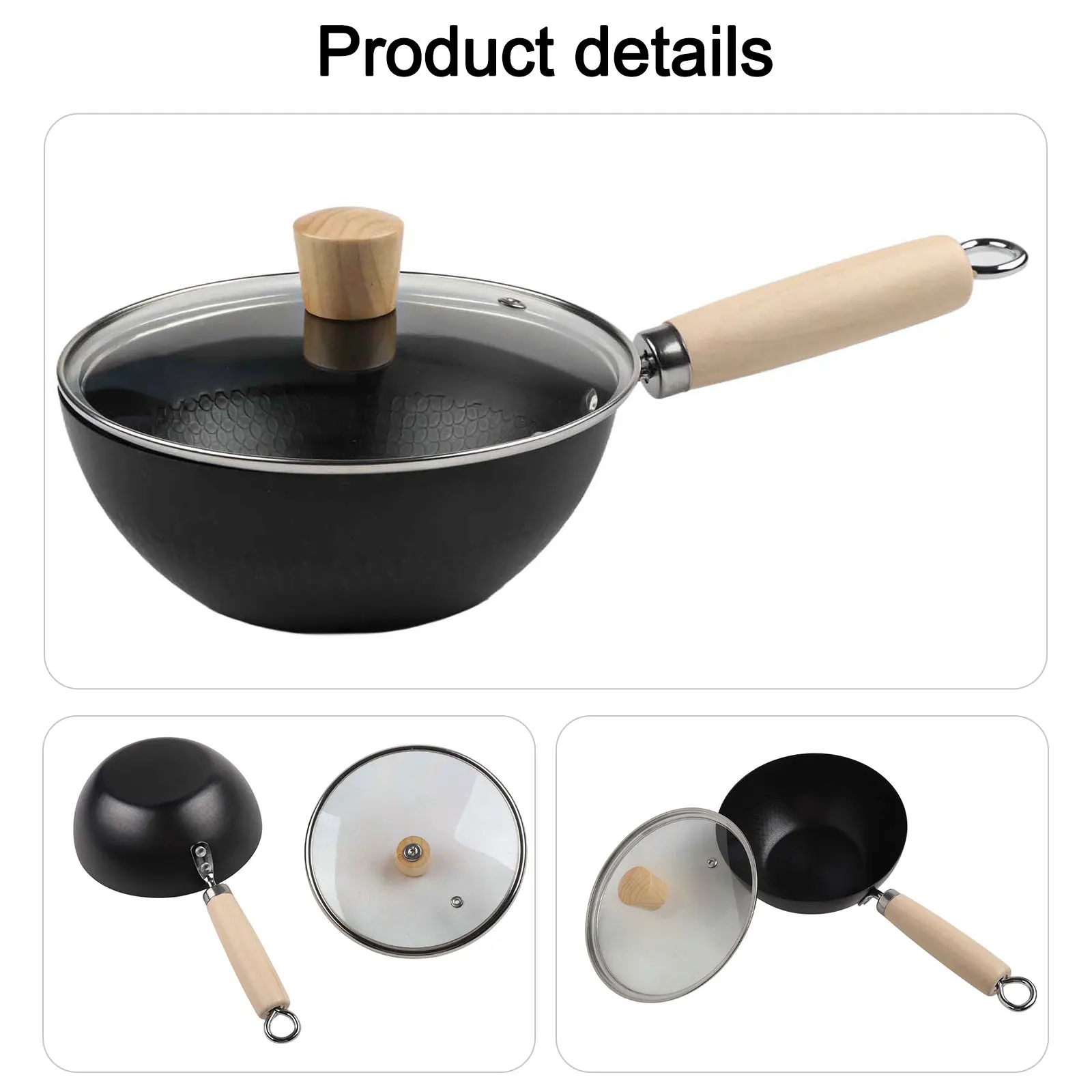 

Easy Clean Iron Frying Pan Utensil Efficient Heat Distribution 18CM Flat Bottom Wok Compatible With All Stoves Cooking Methods