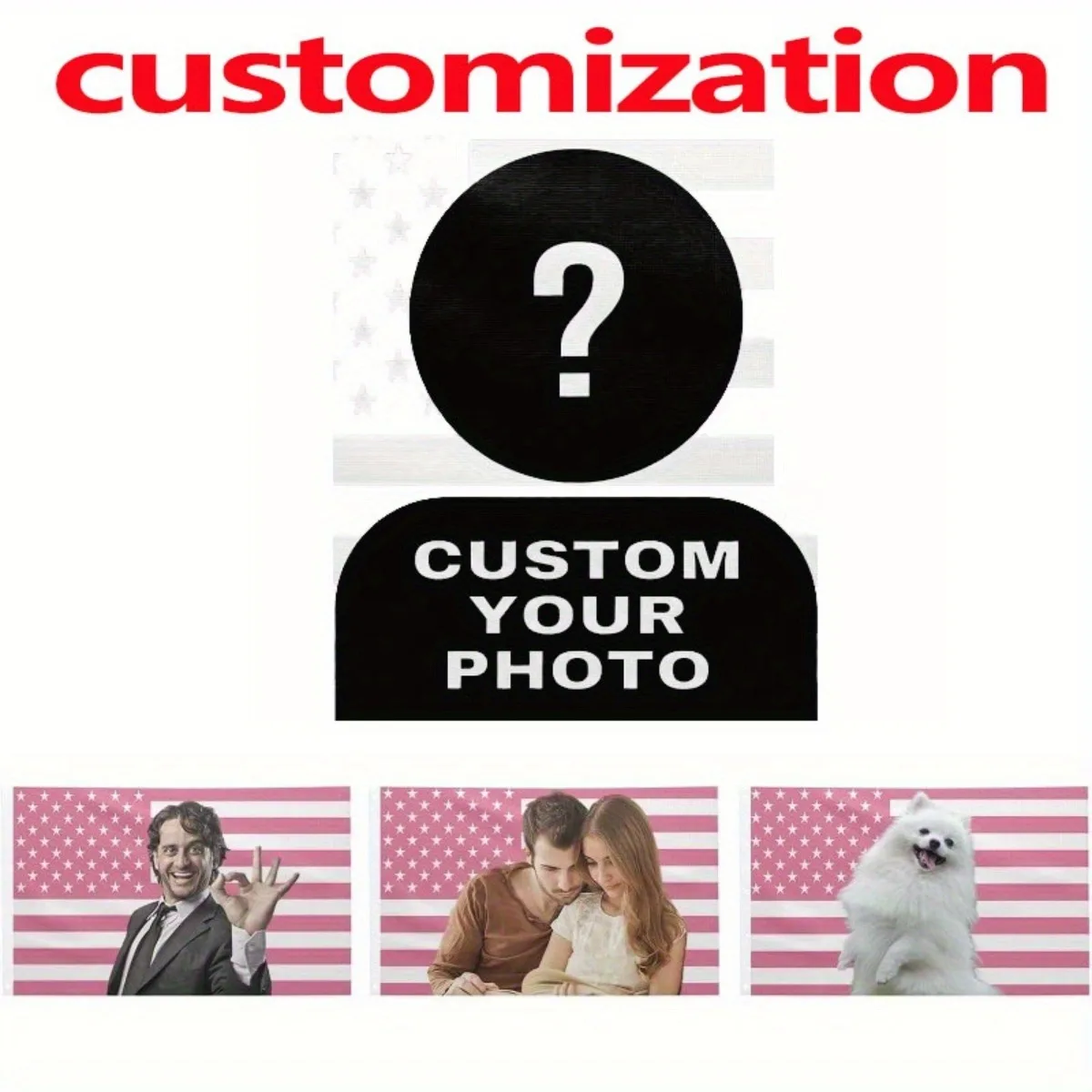 1PC Custom  American Flag Personalized with Your Image, Fun Tapestry Poster for Decorating Clubs, Wall Hanging Decor