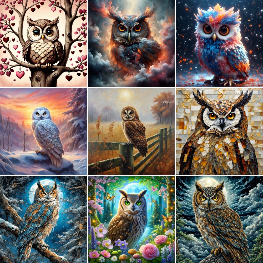 Animal Owl Printed Canvas 11CT Cross-Stitch Patterns DIY Embroidery Handicraft Needlework Painting Handiwork Magic Gift Floss