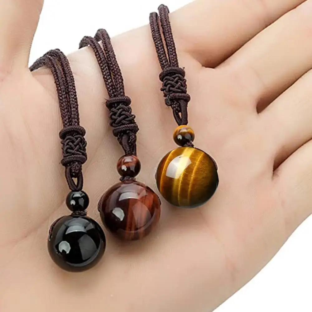 Stylish Rope Chain Fade-resistant Pendant Necklace Adjustable Nylon Rope Dress Up Color Eye Single Bead Pendant Necklace