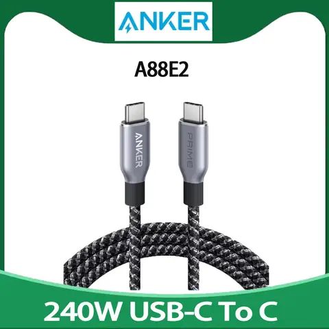 Nuevo cable Anker Prime USB C a USB C, cable USB C de carga rápida de 240 W y 6 pies, nailon trenzado reciclado con durabilidad curvada de 100 años