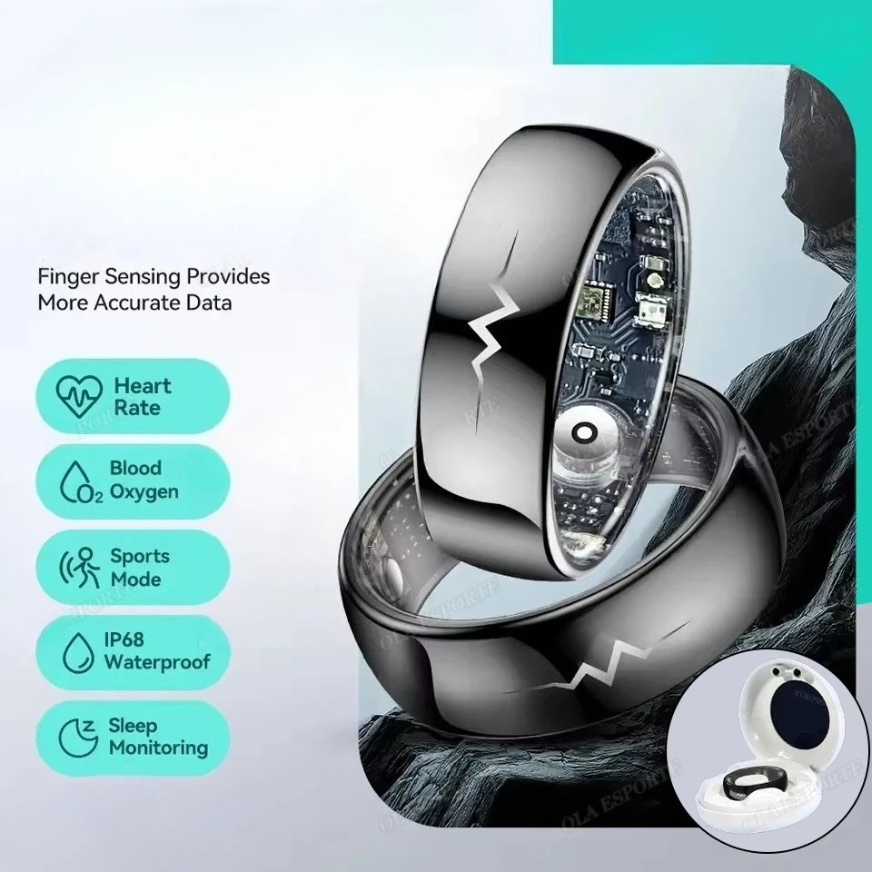 New ECG Monitor Smart Ring 2025 Heart Rate Blood Oxygen Health Monitoring Multi-sport Mode Temperature 3ATM Waterproof Smartring