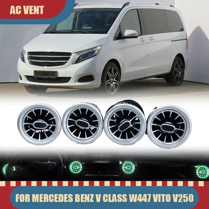 

LED Air Outlet 64 Colors For Mercedes Benz V Class W447 Vito V250 Interior Front Console Air Condition AC Vent Turbo Style