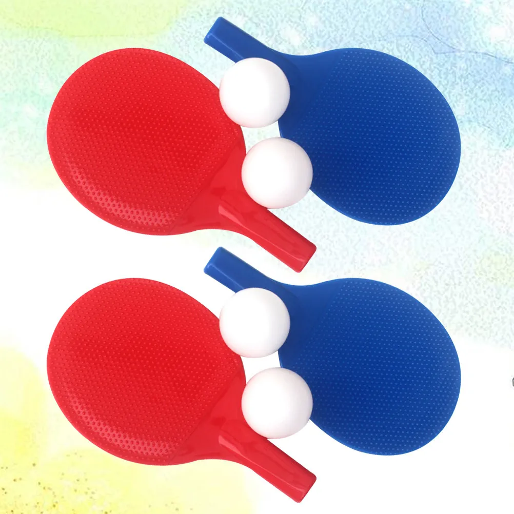 

2Sets Plastic Table Tennis Racket Set for Beginners with 2 Balls Red Blue Color Ideal for Kindergarten Home Practice