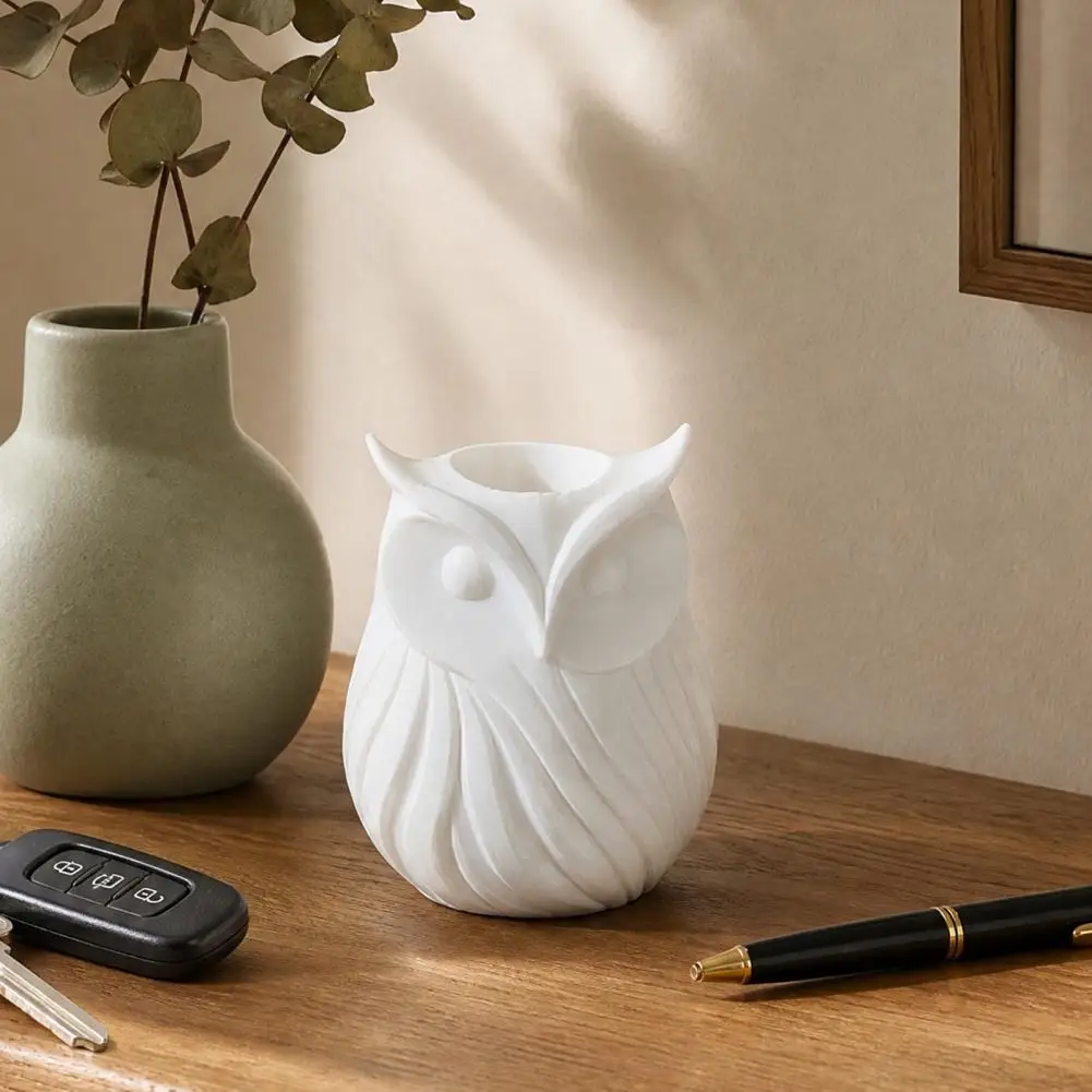 Desktop Organizer 3d Printed Owl Pen Holder Flower Vase Desk Organizer Cute Plastic Makeup Brush Holder for Home Office Decor