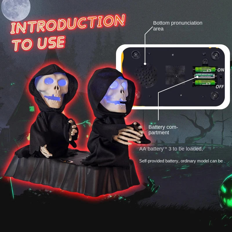 Halloween Electric Duo Tricked Pumpkin Ghosts Voice-activated Induction Tricked Skeleton Dancing Musical Toys Decoration