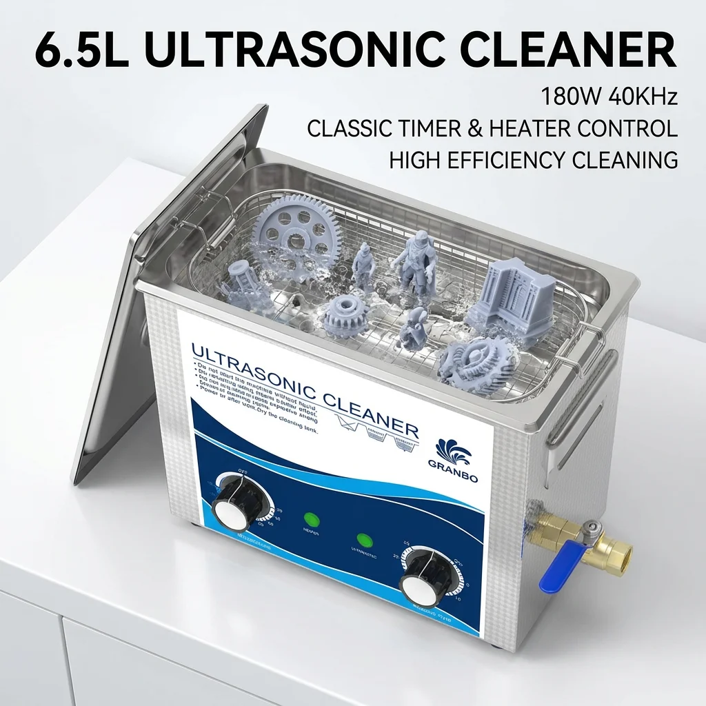Granbo Ultrasonic Cleaner Parts Washer 6.5L 180W 40KHz UltraSonic Cleaning Bathtub for Hardware Surgical Tools Carburetor
