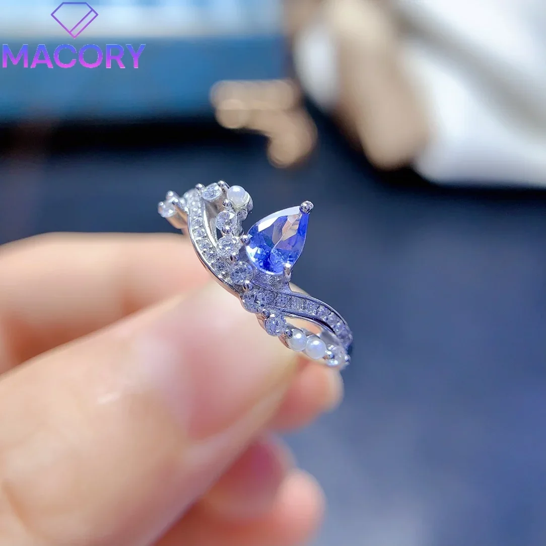 Wedding natural tanzanite ring female luxury sterling silver 925 send free gem luxury brand replica Valentine's Day boutique.