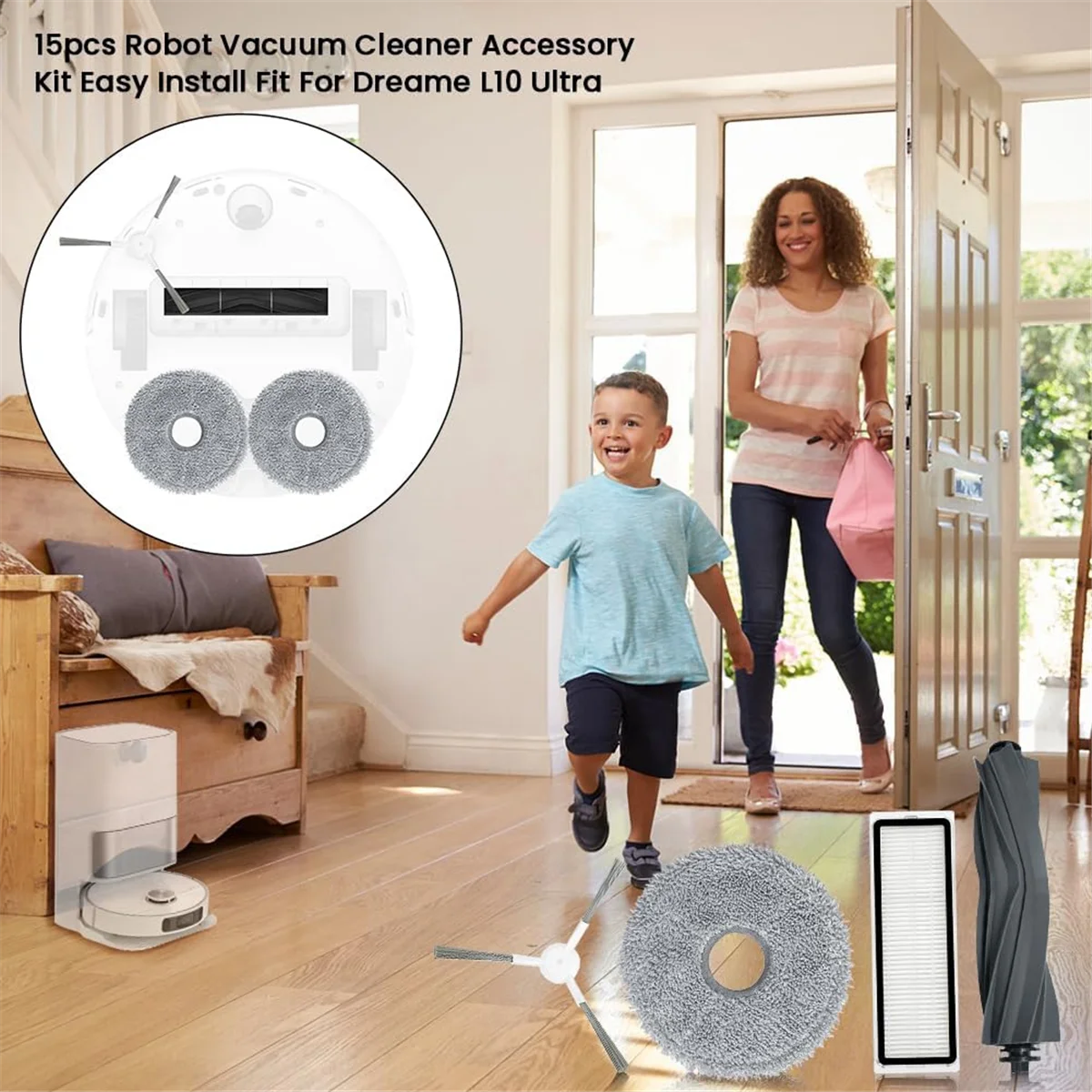 قطع غيار قماش الممسحة للمكنسة الكهربائية ، فرشاة جانبية رئيسية ، فلتر Hepa ، Dreame L10s ، L10 Ultra ، X10 X10