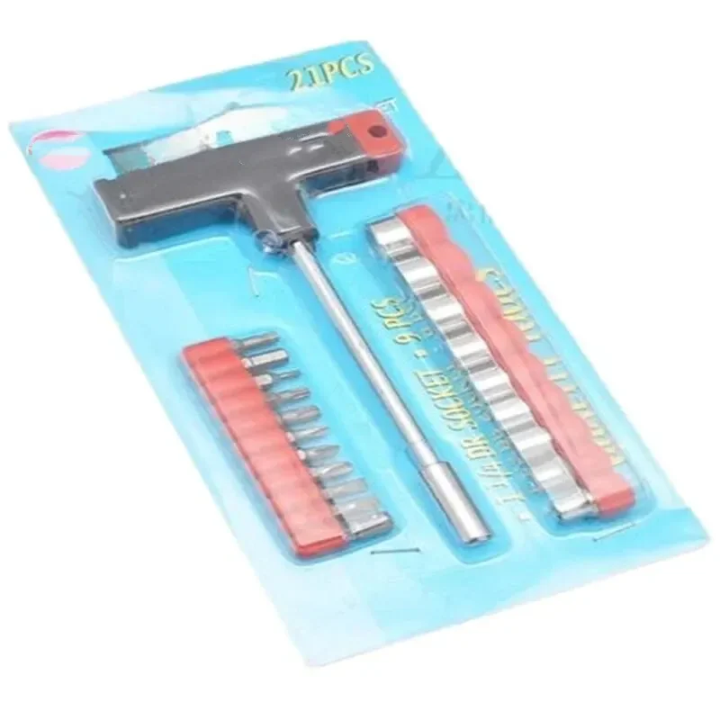 

21 Piece Set Combination Tool Auto Repair Socket Wrench Group Home Use Hardware Tool Set Carbon Steel Material Mechanic