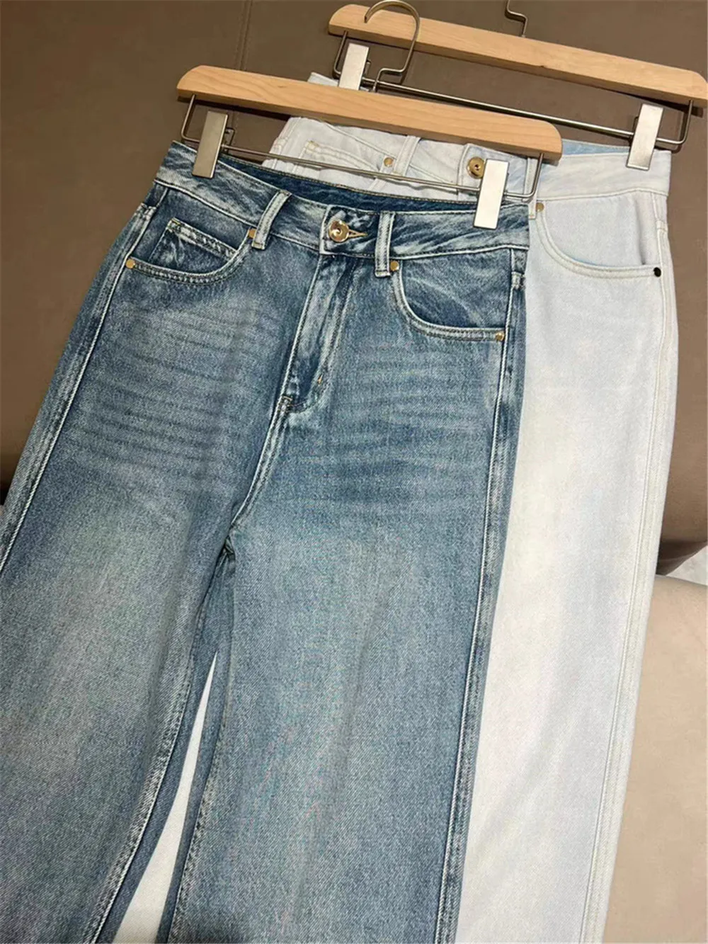 2024 Women\'s Casual Jeans High Waist Straight Denim Trousers Spring Summer