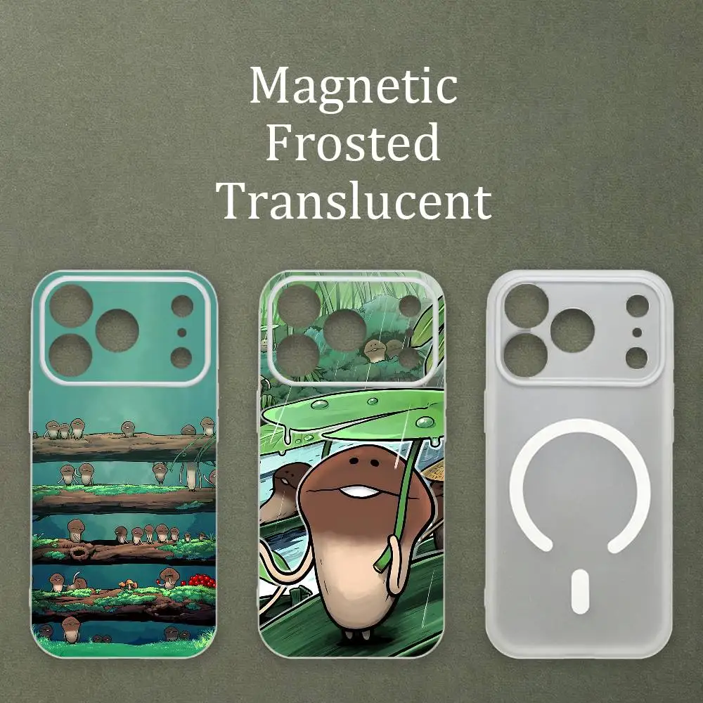 Mushroom G-Garden Magnetic Matte Semi Clear Soft Case For MagSafe Shell iPhone 11 15 17 16 12 14 13 Pro Max