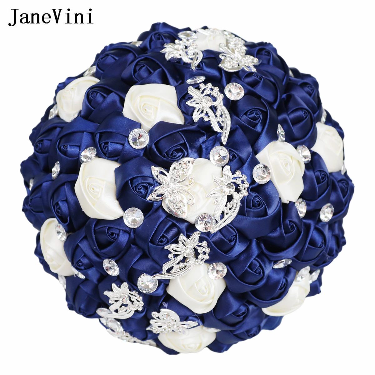 JaneVini-Bouquets de Main de Patients en Ivoire, Style Coréen, Strass de Luxe, Satin Artificiel, Fleur de Poubelle Mariée, Offre Spéciale