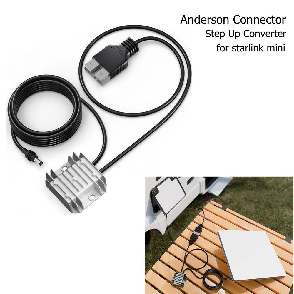 For Starlink Mini Cable Anderson Connector with Step Up Converter 12V to 30V for Starlink Mini Power Cable Anderson Plug 23FT/7M